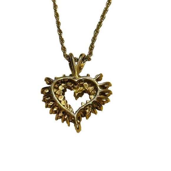 Vintage Goldtone Cubic Zirconia Heart Roman Pendant Chain Necklace - Picture 8 of 10
